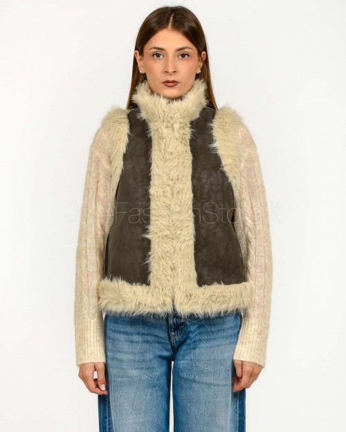 Tavus Milano Gilet Reversibile Eco Volpe Dark Brown  25231 DARK BROWN