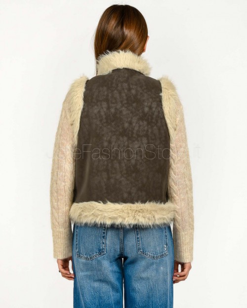 Tavus Milano Gilet Reversibile Eco Volpe Dark Brown  25231 DARK BROWN
