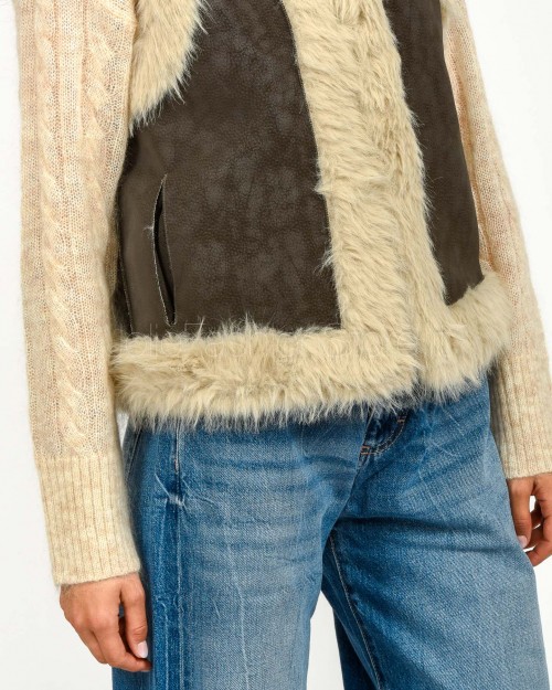 Tavus Milano Gilet Reversibile Eco Volpe Dark Brown  25231 DARK BROWN