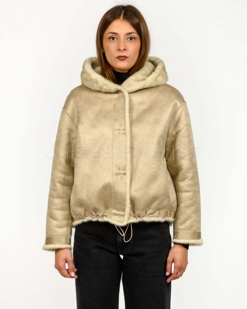 Tavus Milano Eco Pelliccia Reversibile Parka con Cappuccio Beige  35217 BEIGE