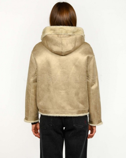 Tavus Milano Eco Pelliccia Reversibile Parka con Cappuccio Beige  35217 BEIGE