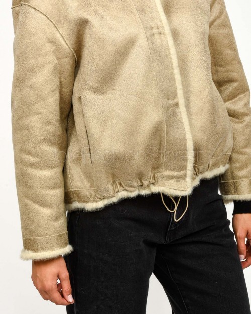 Tavus Milano Eco Pelliccia Reversibile Parka con Cappuccio Beige  35217 BEIGE