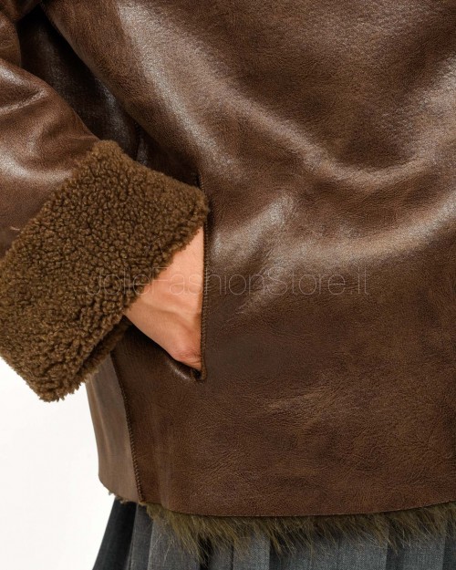 Tavus Milano Giacca Over Reversibile Eco Pelliccia Marrone  25352 BROWN