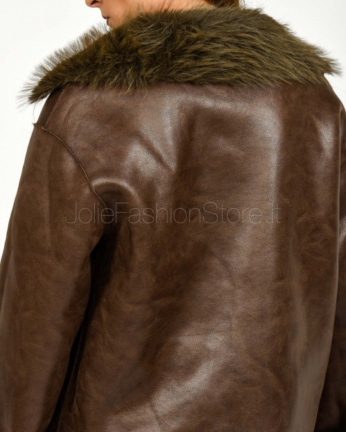 Tavus Milano Giacca Over Reversibile Eco Pelliccia Marrone  25352 BROWN