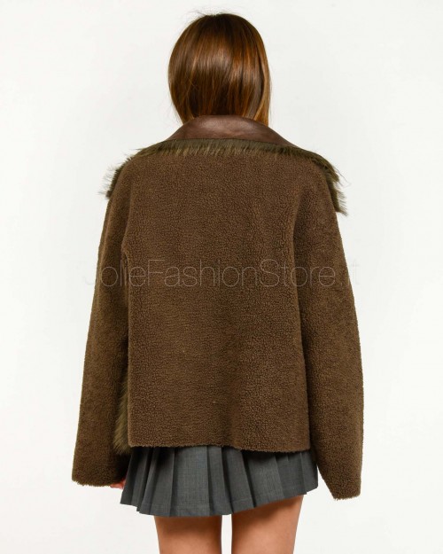 Tavus Milano Giacca Over Reversibile Eco Pelliccia Marrone  25352 BROWN
