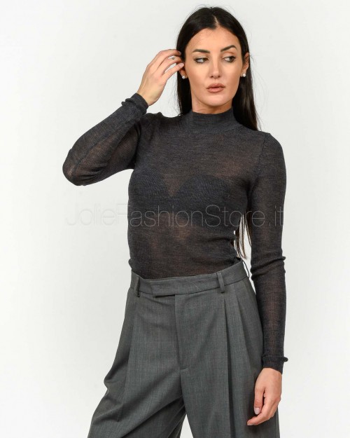 Grifoni Long Sleeve Ribbed Sweater in Anthracite  GVC210003/120 009