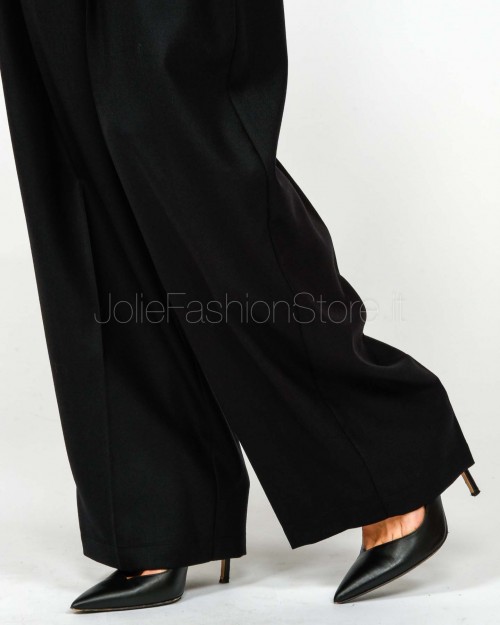 Grifoni Black Pleated Trousers in Virgin Wool  GVC240077/15 003