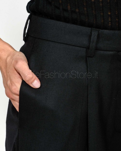 Grifoni Black Pleated Trousers in Virgin Wool  GVC240077/15 003