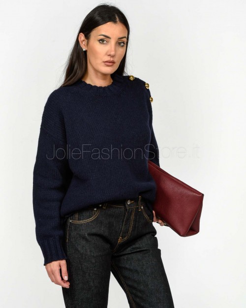 Grifoni Maglione Navy Con Bottoni Oro