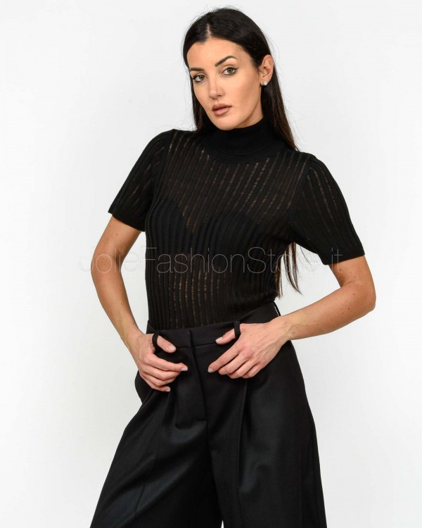 Grifoni Maglia a Costine Maniche Corte Nero  GVC210001/120 003