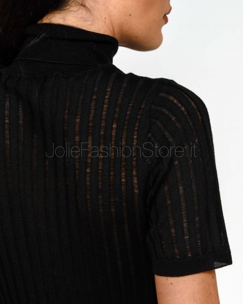 Grifoni Maglia a Costine Maniche Corte Nero  GVC210001/120 003