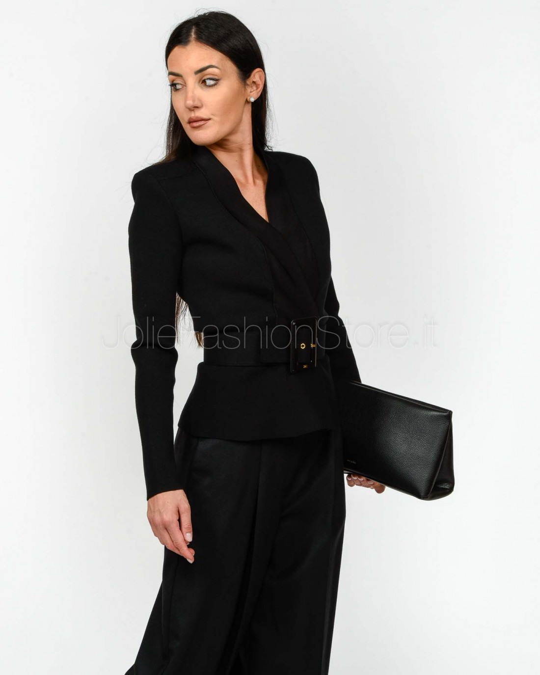 Elisabetta Franchi Maglia Tricot Con Cintura Nero  MK48S57E2 110