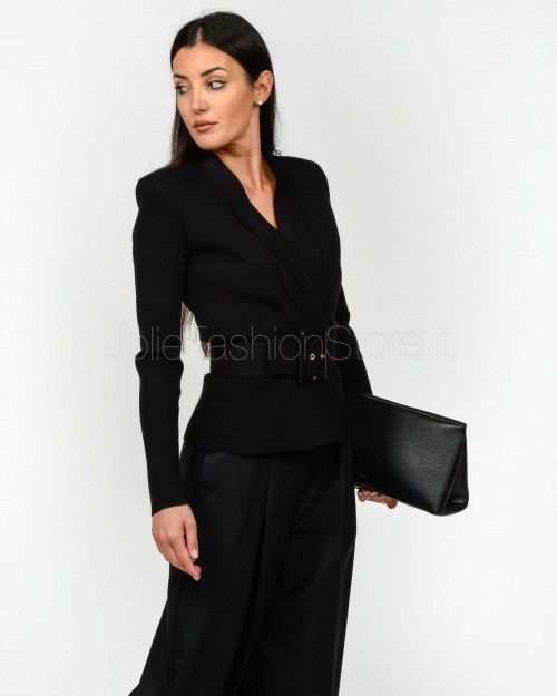 Elisabetta Franchi Maglia Tricot Con Cintura Nero  MK48S57E2 110