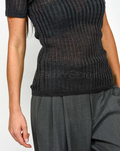 Grifoni Maglia a Costine Maniche Corte Grigio  GVC210001/120 009