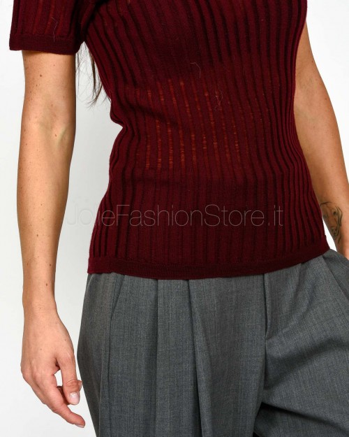 Grifoni Maglia a Costine Maniche Corte Bordeaux  GVC210001/120 156