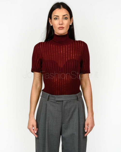 Grifoni Maglia a Costine Maniche Corte Bordeaux  GVC210001/120 156