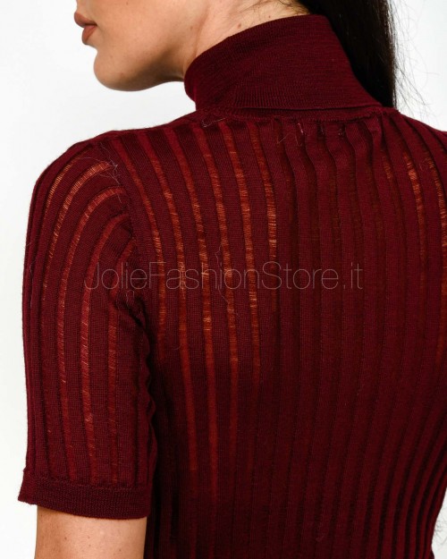 Grifoni Maglia a Costine Maniche Corte Bordeaux  GVC210001/120 156