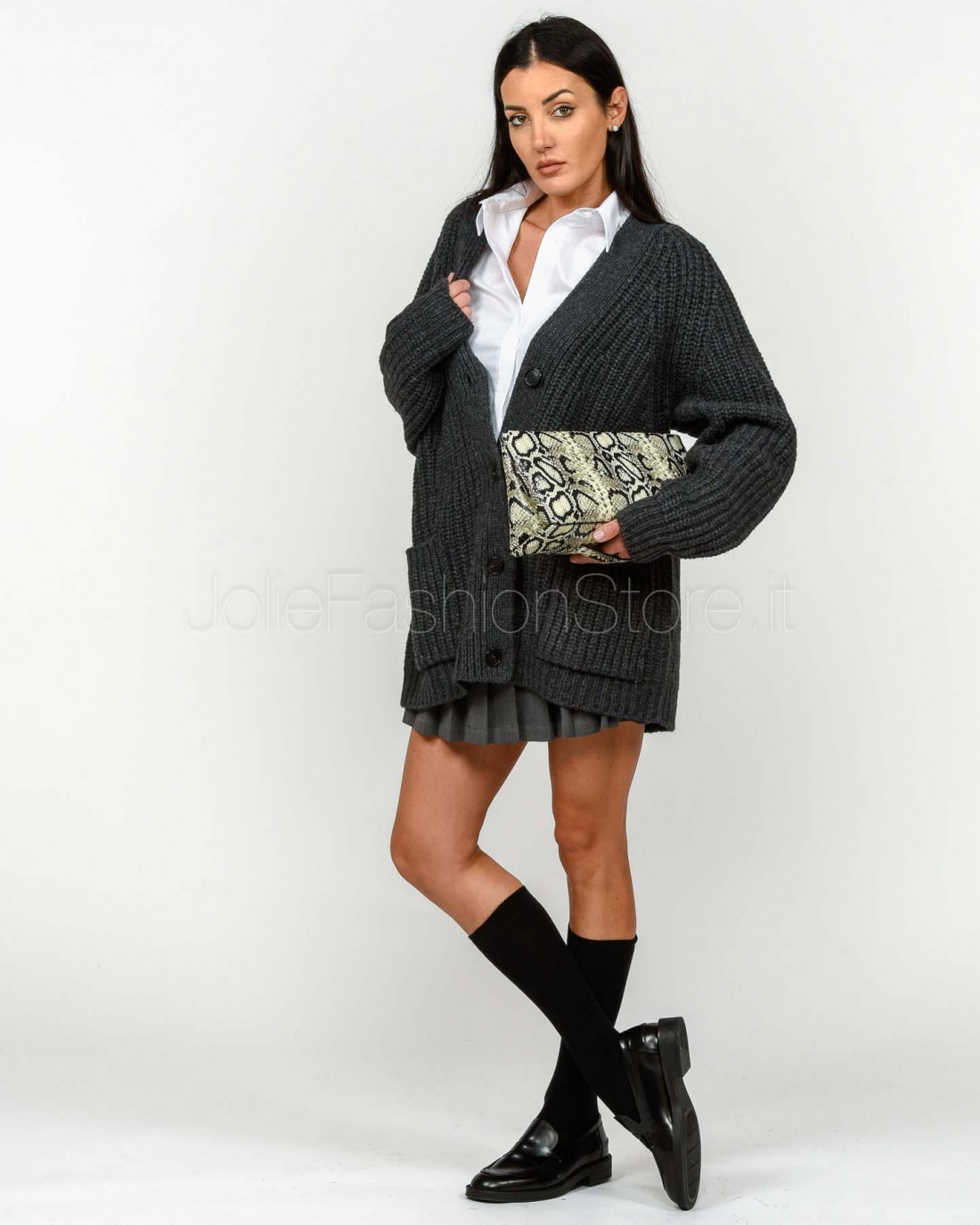 Grifoni Cardigan Grigio Over 2 Tasche  GVC210042/106 009