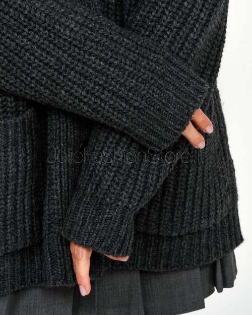Grifoni Cardigan Grigio Over 2 Tasche  GVC210042/106 009