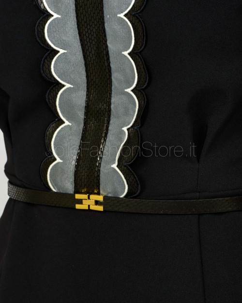 Elisabetta Franchi Abito Con Cintura Nero/Avorio  AB88757E2 314