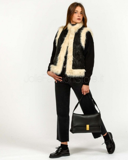 Tavus Milano Gilet Reversibile Eco Volpe Nero/Beige  25231 BLACK