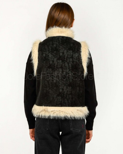 Tavus Milano Gilet Reversibile Eco Volpe Nero/Beige  25231 BLACK