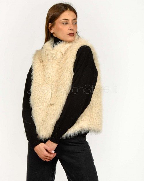 Tavus Milano Gilet Reversibile Eco Volpe Nero/Beige  25231 BLACK
