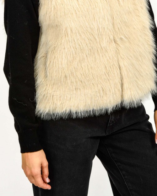 Tavus Milano Gilet Reversibile Eco Volpe Nero/Beige  25231 BLACK