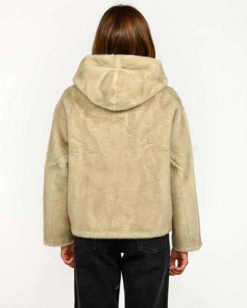 Tavus Milano Eco Pelliccia Reversibile Parka con Cappuccio Beige  35217 BEIGE