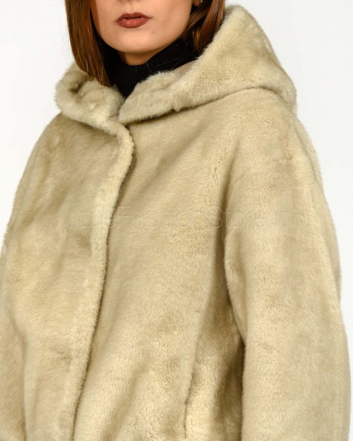 Tavus Milano Reversible Eco Fur Parka with Beige Hood  35217 BEIGE