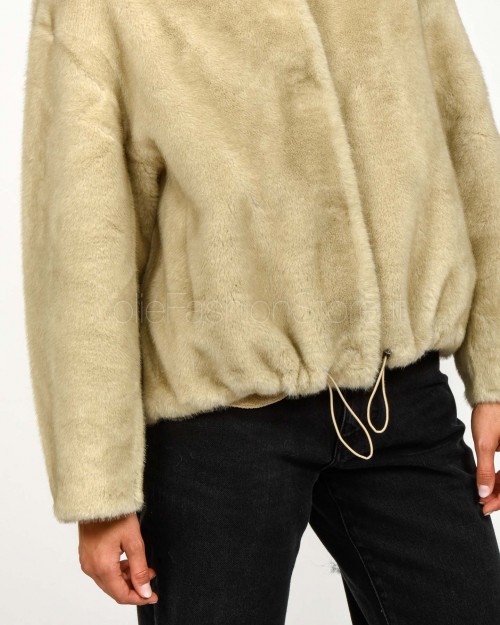 Tavus Milano Eco Pelliccia Reversibile Parka con Cappuccio Beige  35217 BEIGE