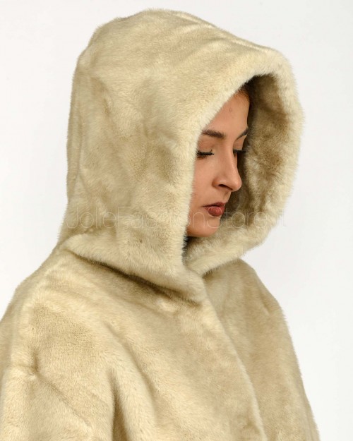 Tavus Milano Eco Pelliccia Reversibile Parka con Cappuccio Beige  35217 BEIGE