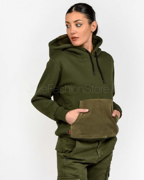Displaj Felpa Con Cappuccio Con Tasca a Contrasto Verde  KROPA VERDE