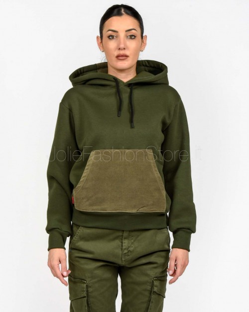 Displaj Felpa Con Cappuccio Con Tasca a Contrasto Verde  KROPA VERDE