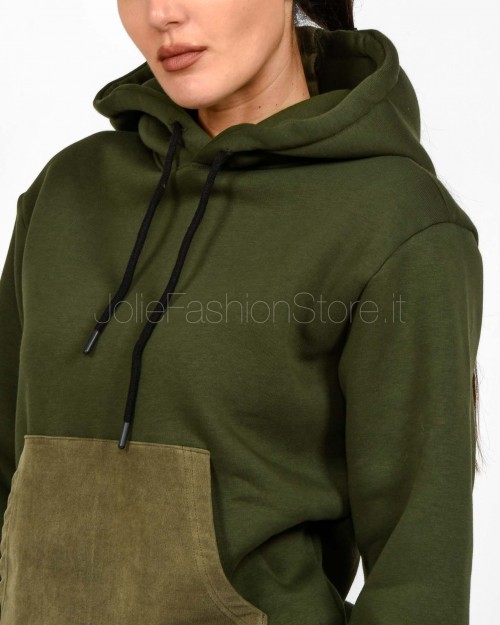 Displaj Felpa Con Cappuccio Con Tasca a Contrasto Verde  KROPA VERDE