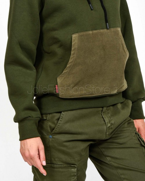 Displaj Felpa Con Cappuccio Con Tasca a Contrasto Verde  KROPA VERDE