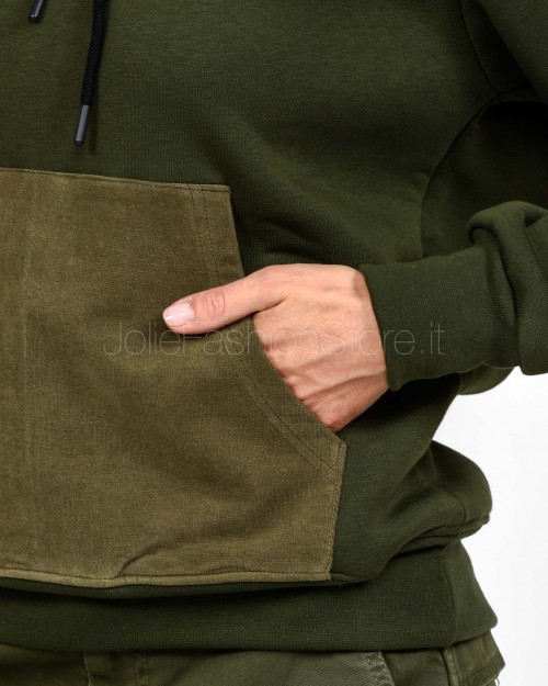 Displaj Felpa Con Cappuccio Con Tasca a Contrasto Verde  KROPA VERDE