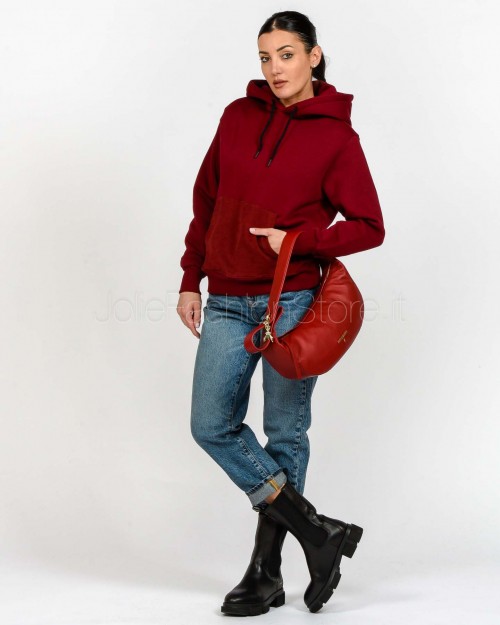 Displaj Felpa Con Cappuccio Con Tasca a Contrasto Rosso  KROPA BORDO