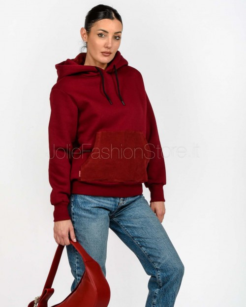 Display Felpa Con Cappuccio Con Tasca a Contrasto Rosso