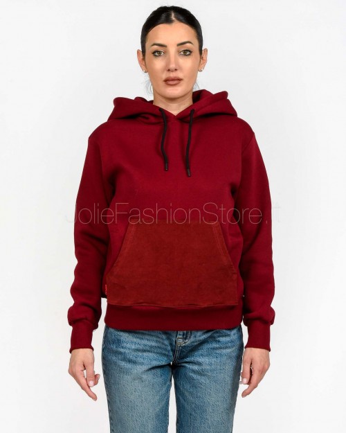 Displaj Felpa Con Cappuccio Con Tasca a Contrasto Rosso  KROPA BORDO