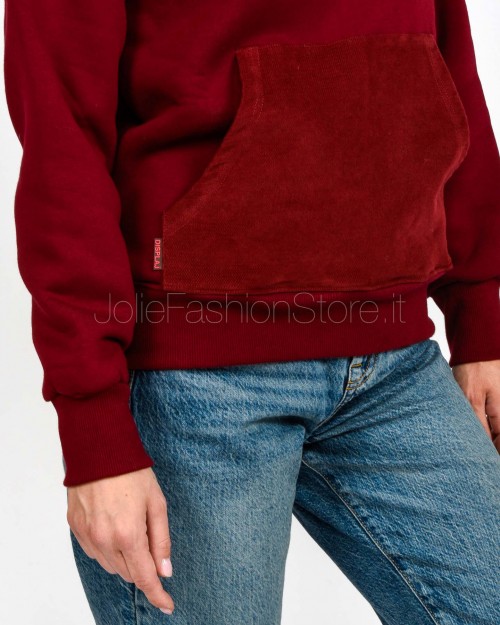 Displaj Felpa Con Cappuccio Con Tasca a Contrasto Rosso  KROPA BORDO