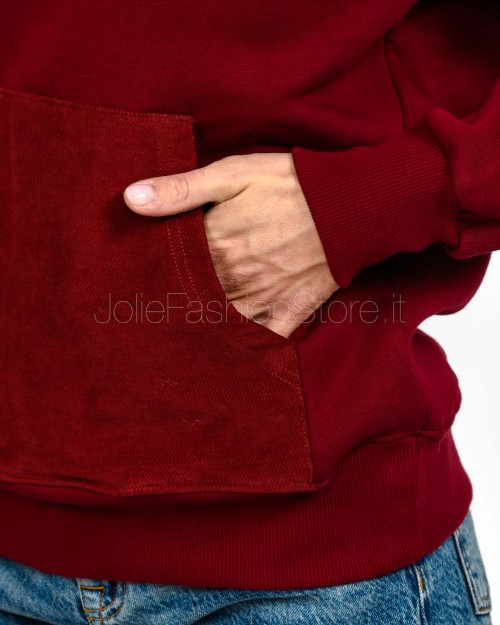 Displaj Felpa Con Cappuccio Con Tasca a Contrasto Rosso  KROPA BORDO