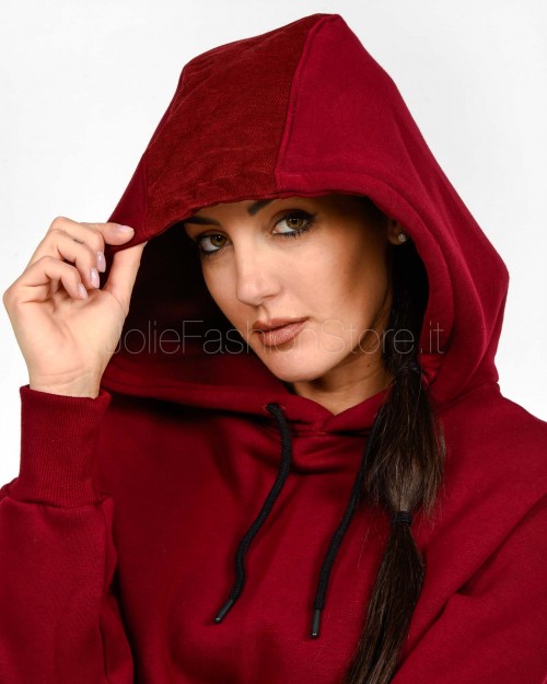 Displaj Felpa Con Cappuccio Con Tasca a Contrasto Rosso  KROPA BORDO