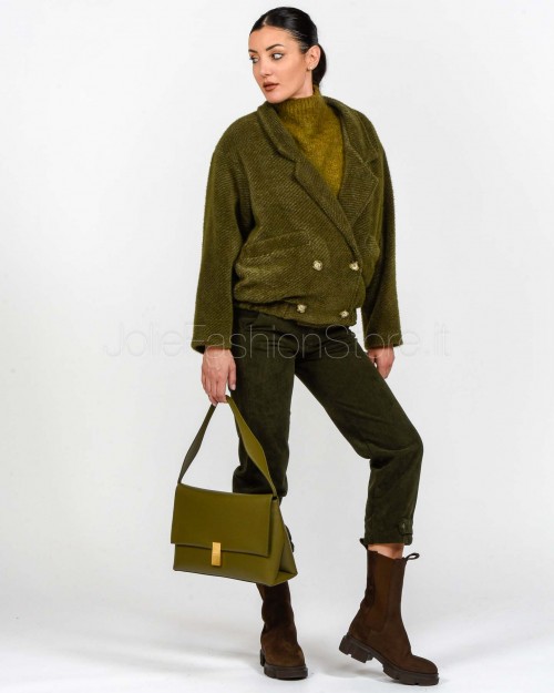 I’Min Luxury Bomber Doppiopetto Verde Militare  RM75 MILITARE
