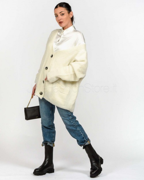 Solo Tre Oversized Cardigan Wool Blend Cream