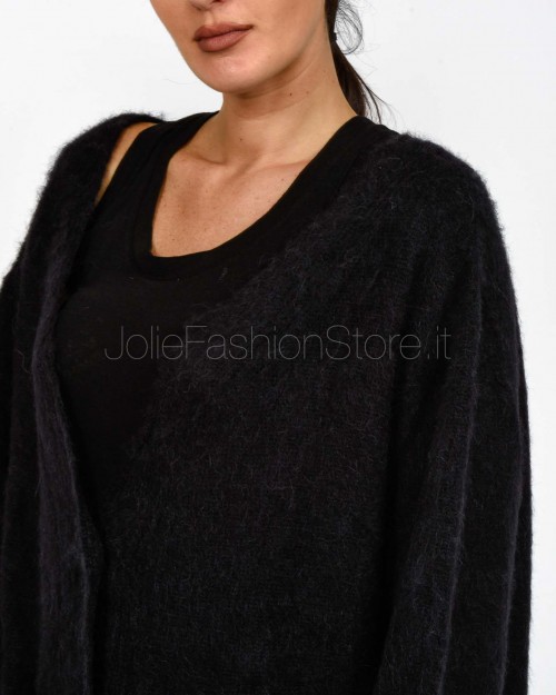 Solo Tre Cardigan Over Black Wool Blend  M3F0061 A 99 NERO