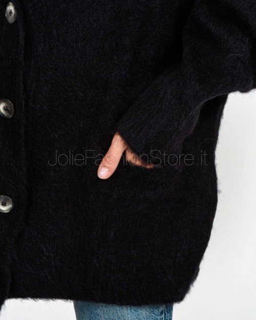 Solo Tre Cardigan Over Black Wool Blend  M3F0061 A 99 NERO