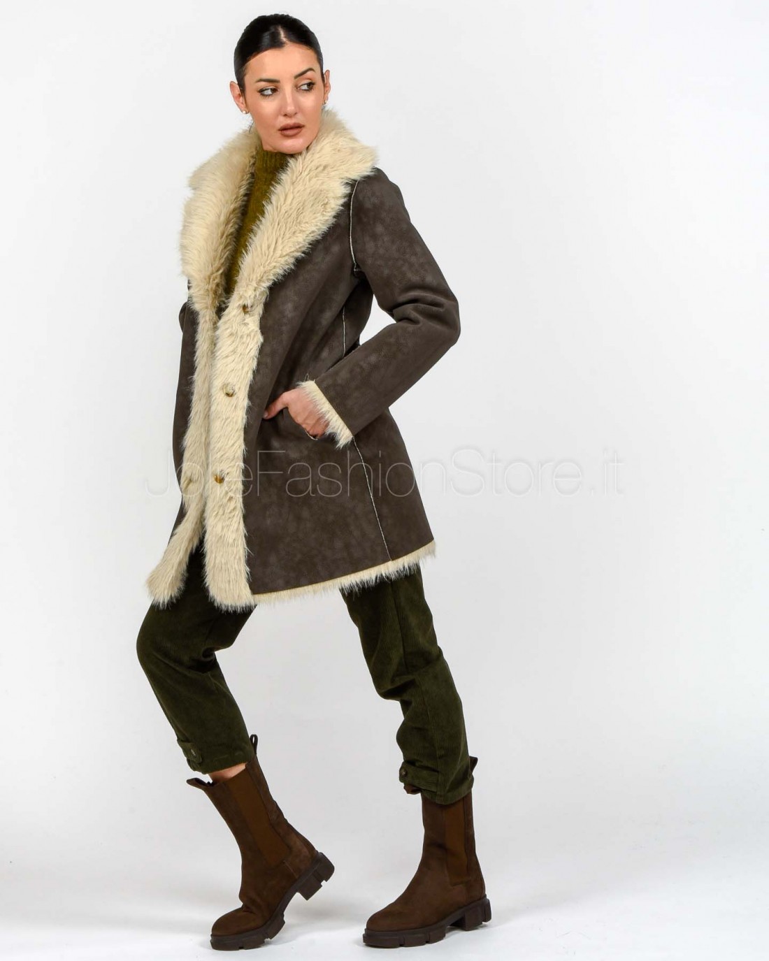 Tavus Milano Cappotto Reversibile Eco Pelliccia Marrone  25233 DARK BROWN