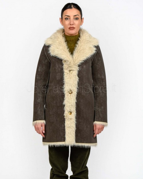 Tavus Milano Cappotto Reversibile Eco Pelliccia Marrone  25233 DARK BROWN