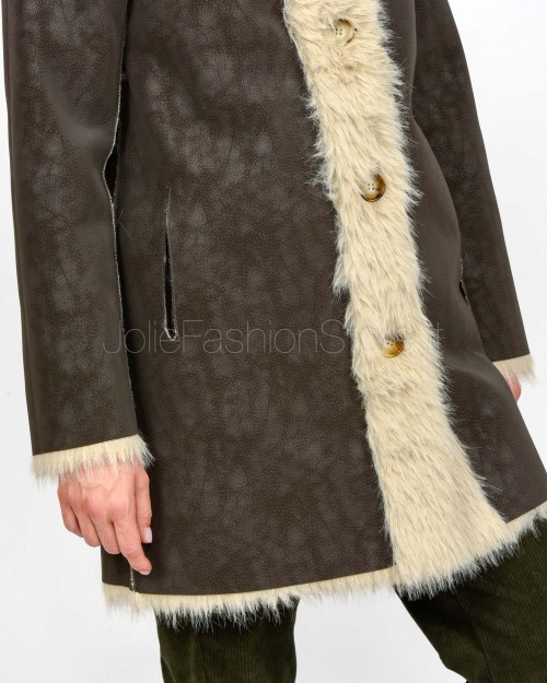 Tavus Milano Cappotto Reversibile Eco Pelliccia Marrone  25233 DARK BROWN